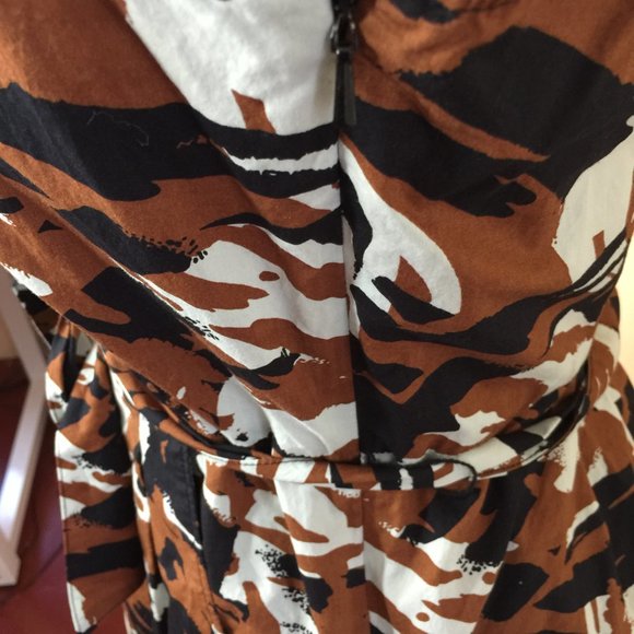 LL Bean Signature Graphic Patter Brown/Black/White Cotton Dress Size 6 - Picture 7 of 7